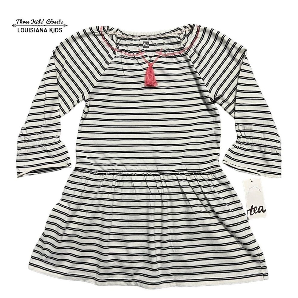 NEW Tea Collection 3Y Striped Tassel Trim Dress